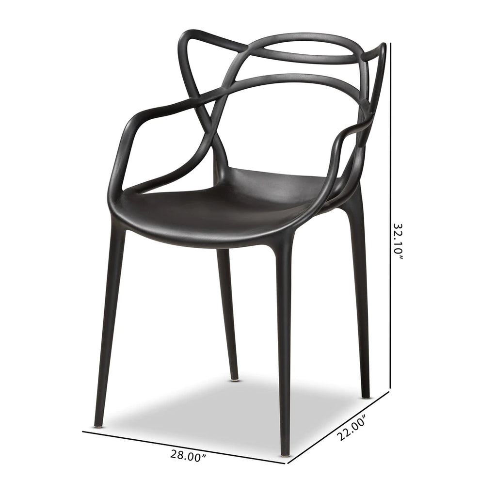 Baxton Studio Landry Plastic 4-Piece Stackable Dining Chair Set | Dining Chairs | Modishstore - 12