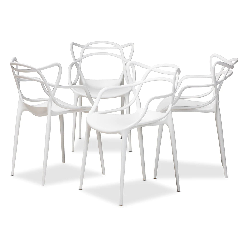 Baxton Studio Landry Plastic 4-Piece Stackable Dining Chair Set | Dining Chairs | Modishstore - 14