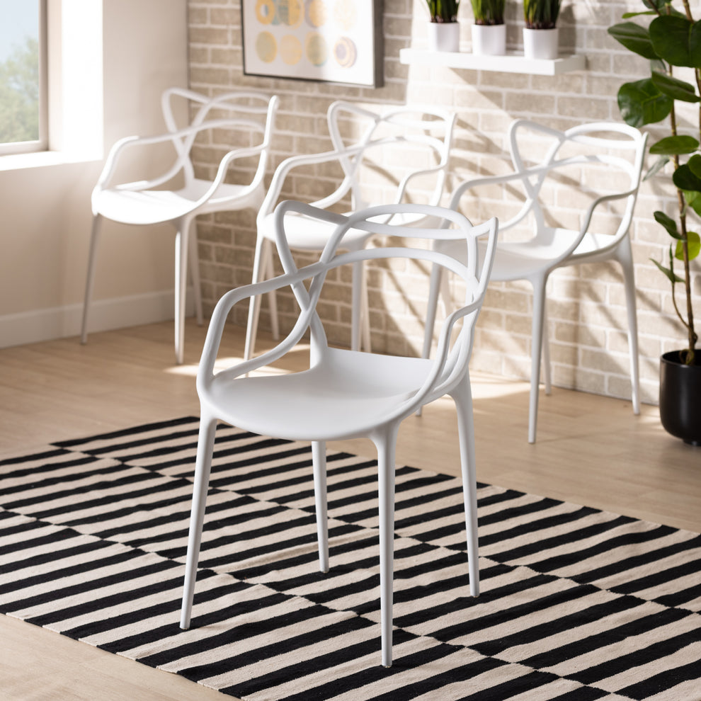 Baxton Studio Landry Plastic 4-Piece Stackable Dining Chair Set | Dining Chairs | Modishstore - 13