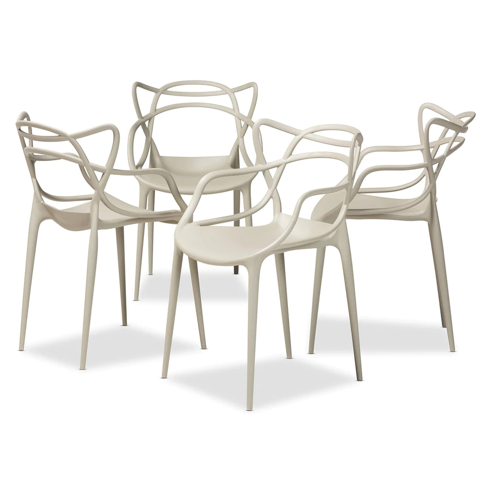 Baxton Studio Landry Plastic 4-Piece Stackable Dining Chair Set | Dining Chairs | Modishstore - 2