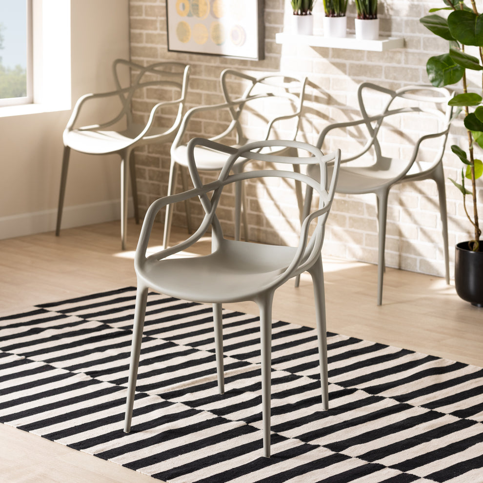 Baxton Studio Landry Plastic 4-Piece Stackable Dining Chair Set | Dining Chairs | Modishstore