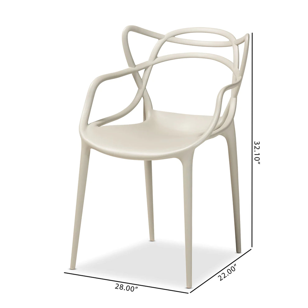Baxton Studio Landry Plastic 4-Piece Stackable Dining Chair Set | Dining Chairs | Modishstore - 6