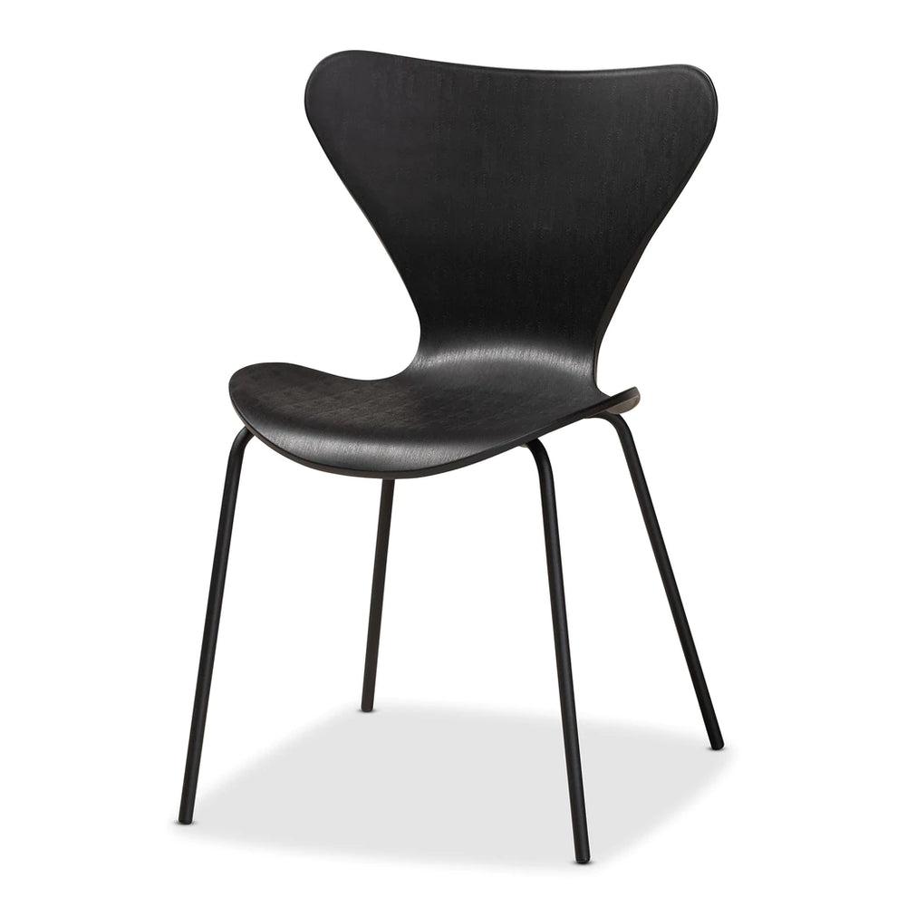 Baxton Studio Jaden Modern And Contemporary Black Plastic And Black Metal 4-Piece Dining Chair Set | Dining Chairs | Modishstore - 3