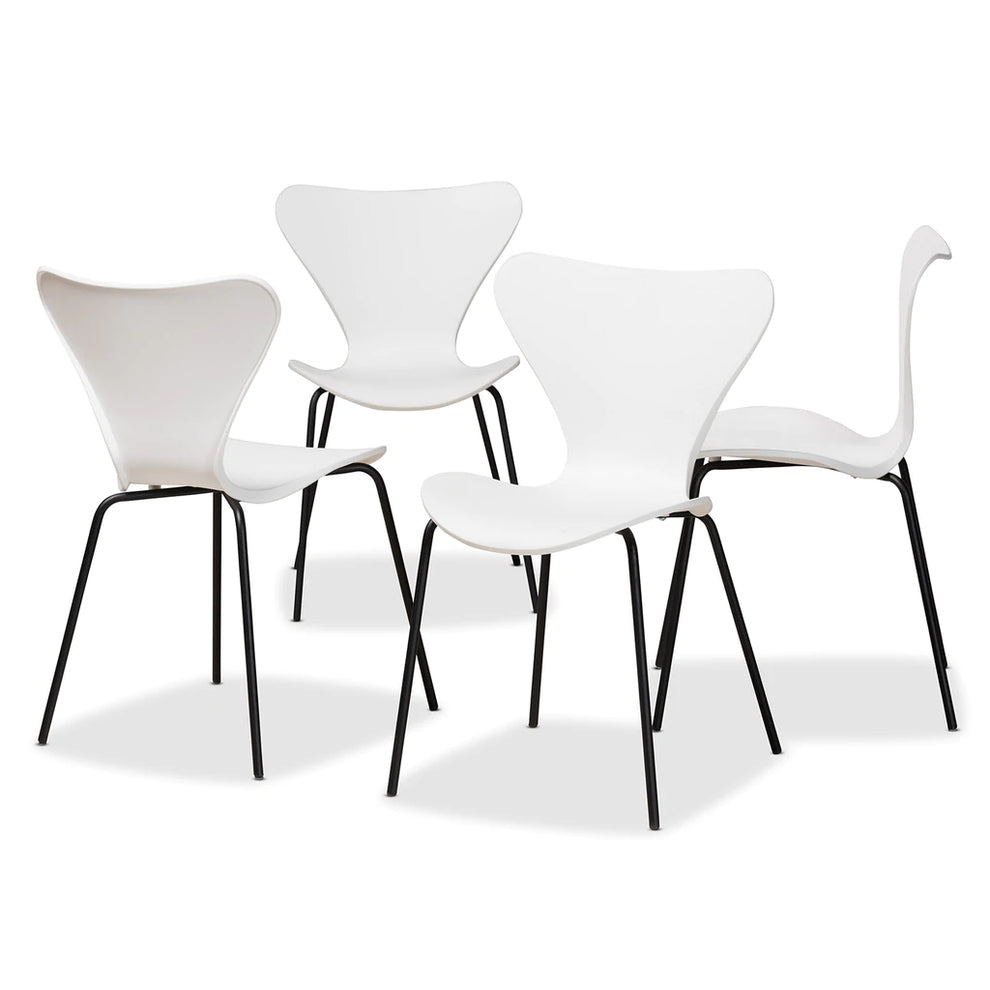 Baxton Studio Jaden Modern And Contemporary Black Plastic And Black Metal 4-Piece Dining Chair Set | Dining Chairs | Modishstore - 7