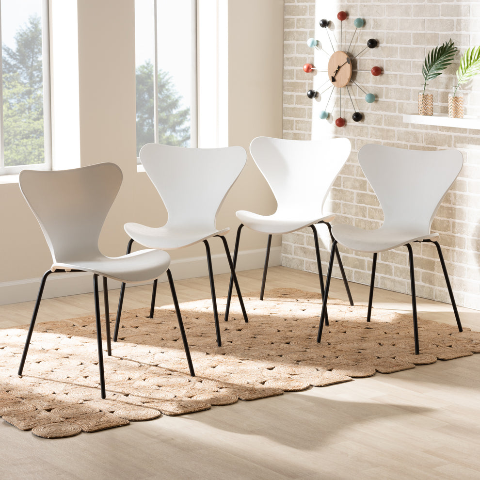 Baxton Studio Jaden Modern And Contemporary Black Plastic And Black Metal 4-Piece Dining Chair Set | Dining Chairs | Modishstore - 6