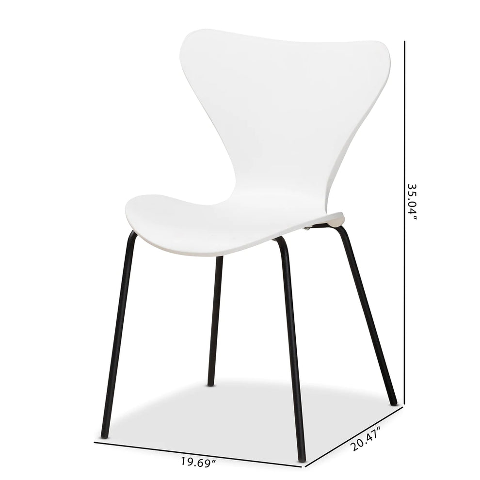 Baxton Studio Jaden Modern And Contemporary Black Plastic And Black Metal 4-Piece Dining Chair Set | Dining Chairs | Modishstore - 10