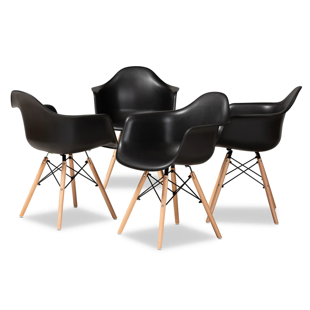 Baxton Studio Galen Modern And Contemporary Beige Finished Polypropylene Plastic And Oak Brown Finished Wood 4-Piece Dining Chair Set | Dining Chairs | Modishstore - 7