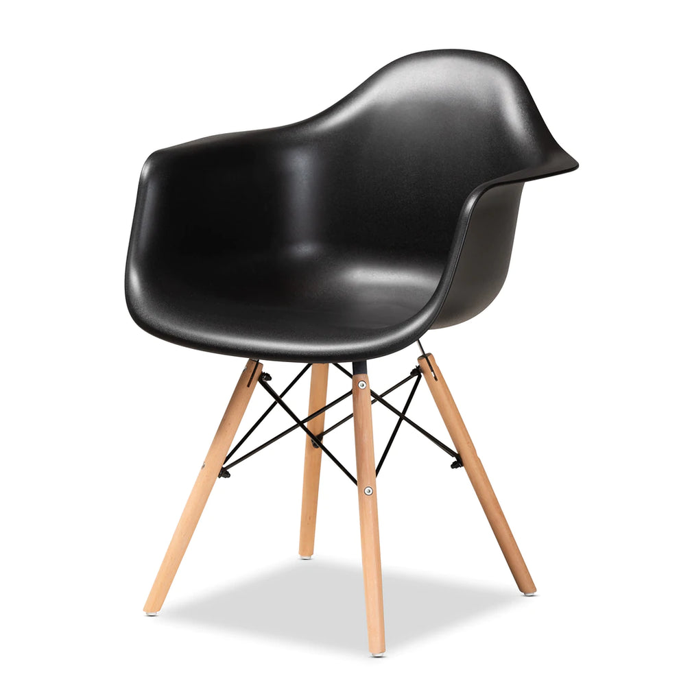 Baxton Studio Galen Modern And Contemporary Beige Finished Polypropylene Plastic And Oak Brown Finished Wood 4-Piece Dining Chair Set | Dining Chairs | Modishstore - 8