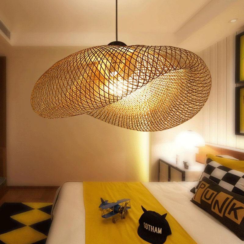 Bamboo Wave Rustic Japanese Pendant Lamp | ModishStore | Pendant Lamps