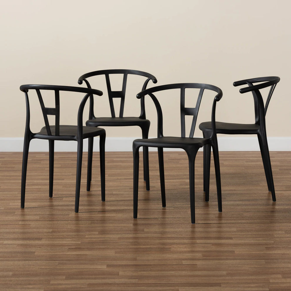 Baxton Studio Warner Modern And Contemporary Beige Plastic 4-Piece Dining Chair Set | Dining Chairs | Modishstore - 11
