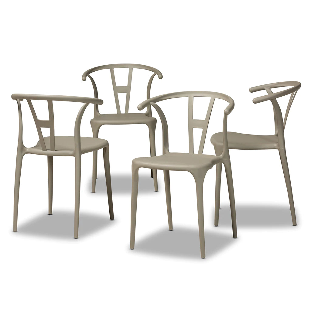 Baxton Studio Warner Modern And Contemporary Beige Plastic 4-Piece Dining Chair Set | Dining Chairs | Modishstore - 2