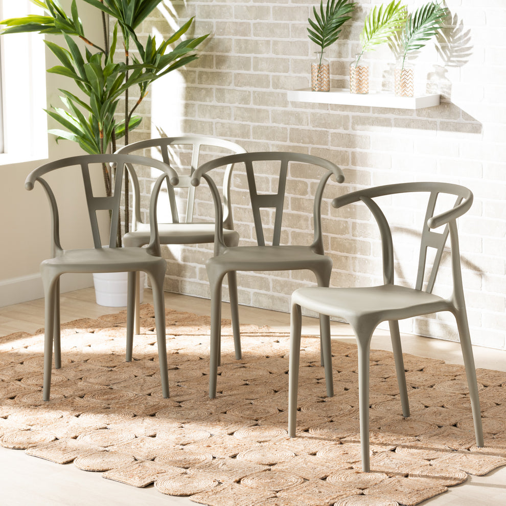 Baxton Studio Warner Modern And Contemporary Beige Plastic 4-Piece Dining Chair Set | Dining Chairs | Modishstore