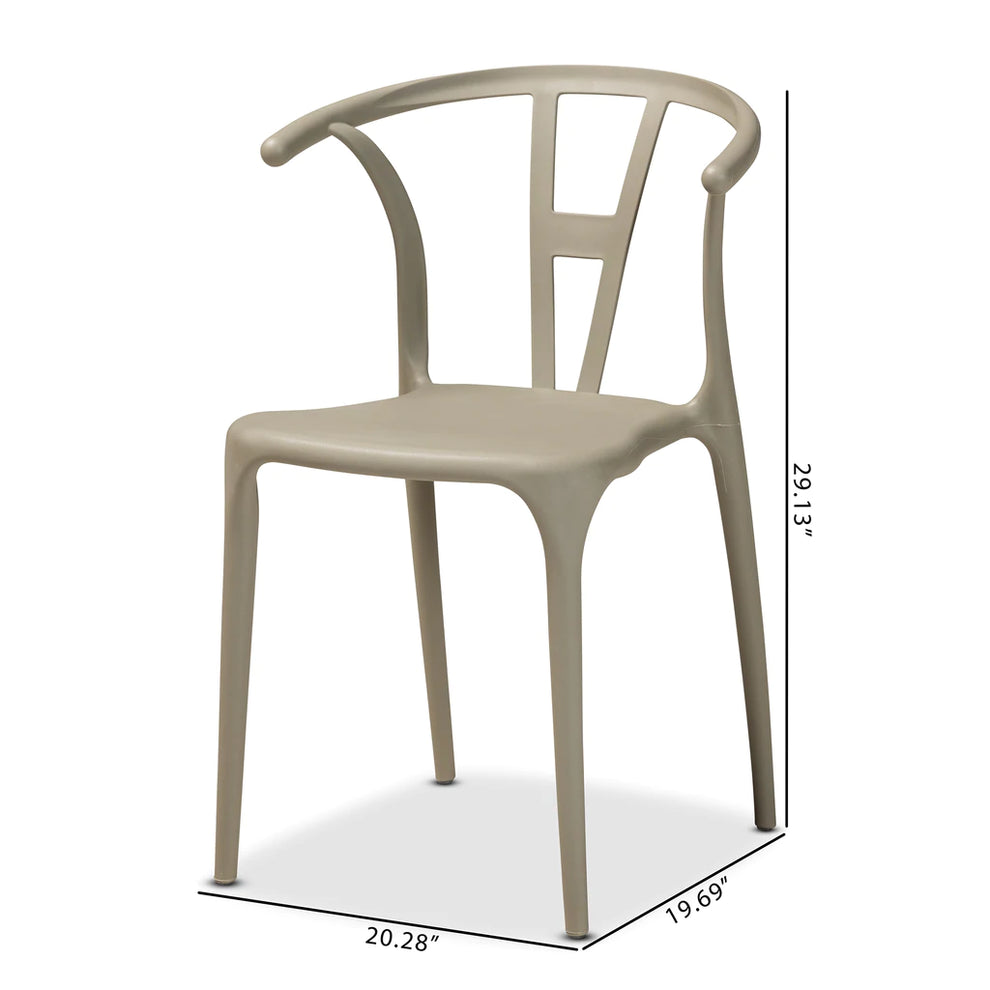 Baxton Studio Warner Modern And Contemporary Beige Plastic 4-Piece Dining Chair Set | Dining Chairs | Modishstore - 3