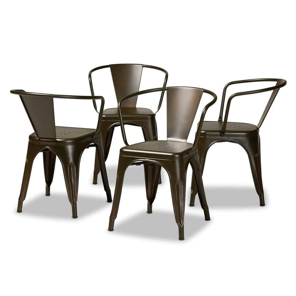 Baxton Studio Ryland Modern Industrial Grey Finished Metal 4-Piece Dining Chair Set | Dining Chairs | Modishstore - 8