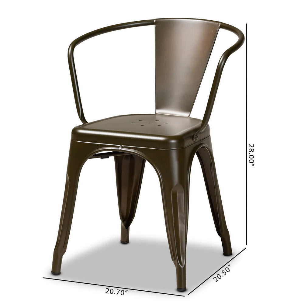 Baxton Studio Ryland Modern Industrial Grey Finished Metal 4-Piece Dining Chair Set | Dining Chairs | Modishstore - 11