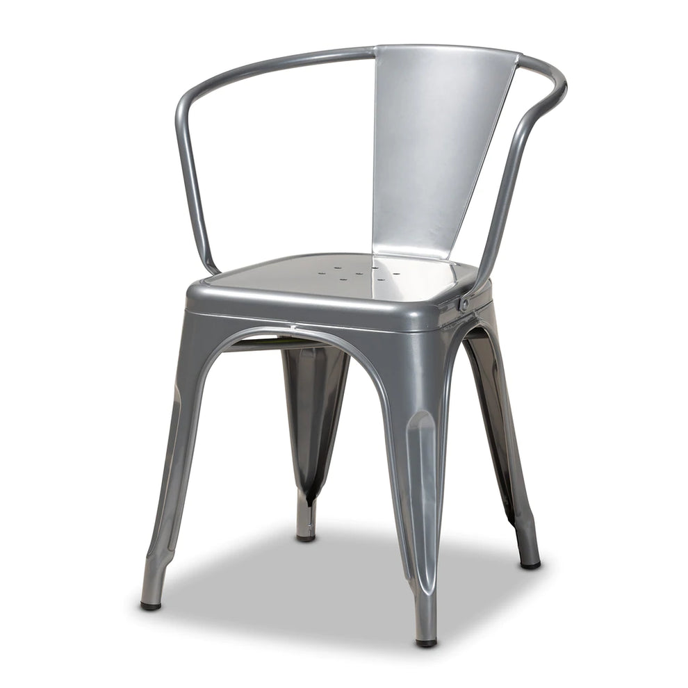 Baxton Studio Ryland Modern Industrial Grey Finished Metal 4-Piece Dining Chair Set | Dining Chairs | Modishstore - 3