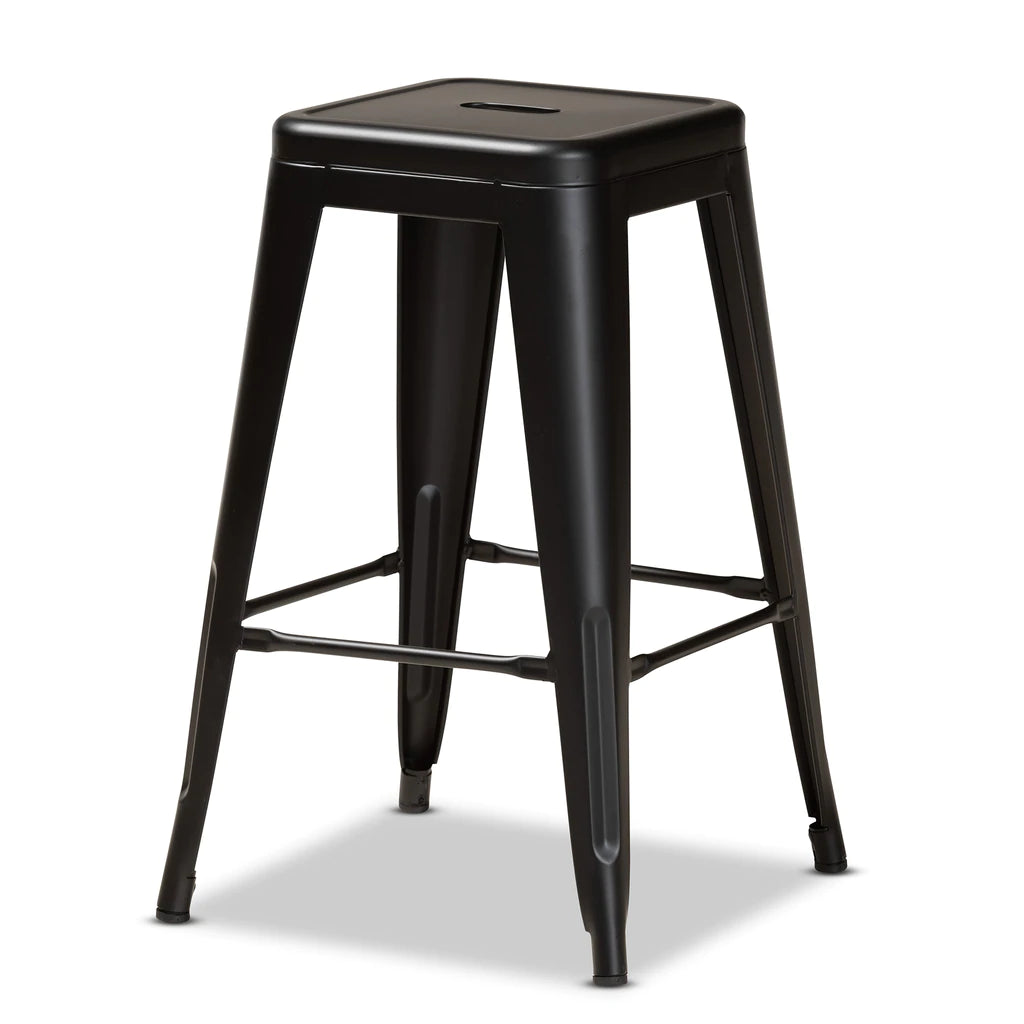 Baxton Studio Horton Modern And Contemporary Industrial Black Finished Metal 4-Piece Stackable Counter Stool Set | Counter Stools | Modishstore - 3