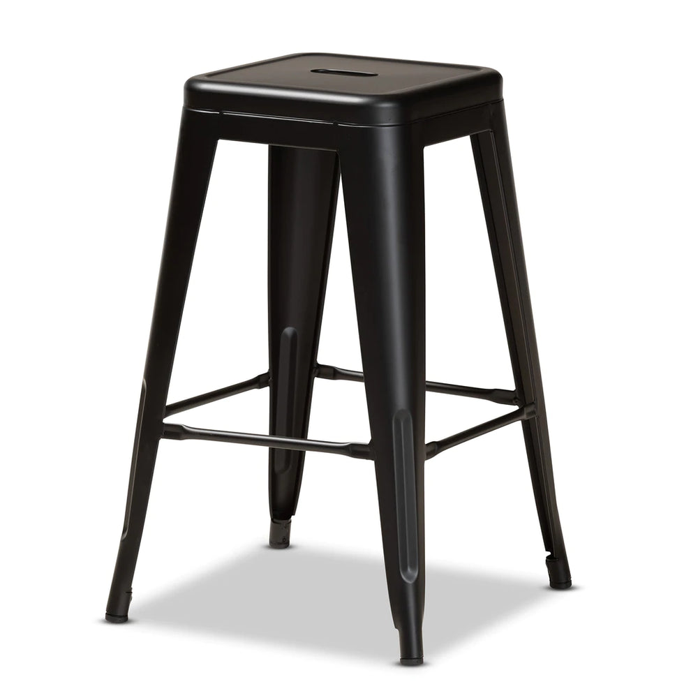 Baxton Studio Horton Modern And Contemporary Industrial Black Finished Metal 4-Piece Stackable Counter Stool Set | Counter Stools | Modishstore - 3