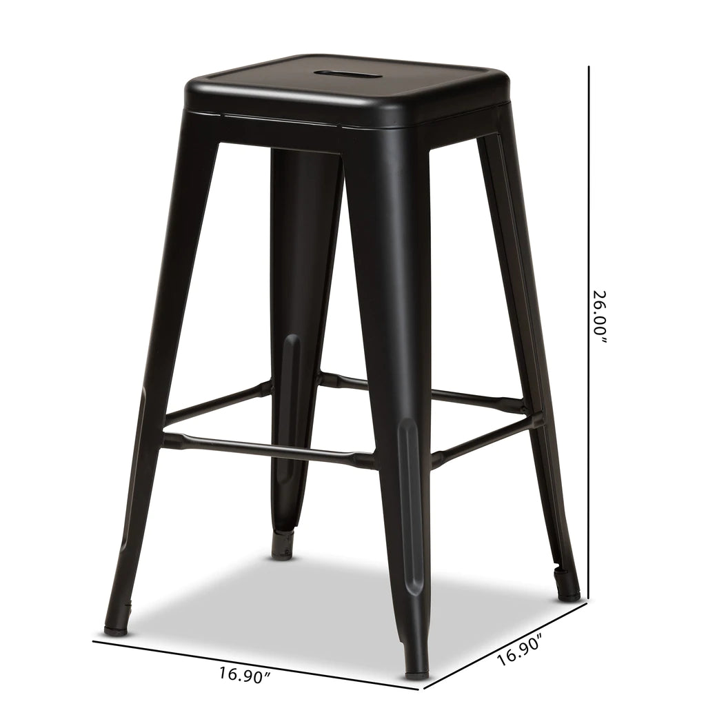 Baxton Studio Horton Modern And Contemporary Industrial Black Finished Metal 4-Piece Stackable Counter Stool Set | Counter Stools | Modishstore - 5