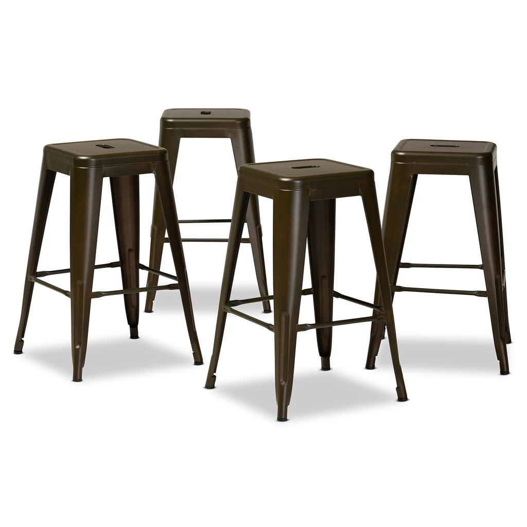 Baxton Studio Horton Modern And Contemporary Industrial Black Finished Metal 4-Piece Stackable Counter Stool Set | Counter Stools | Modishstore - 7