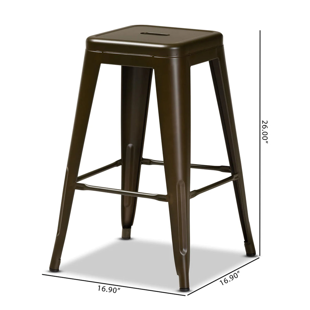 Baxton Studio Horton Modern And Contemporary Industrial Black Finished Metal 4-Piece Stackable Counter Stool Set | Counter Stools | Modishstore - 10