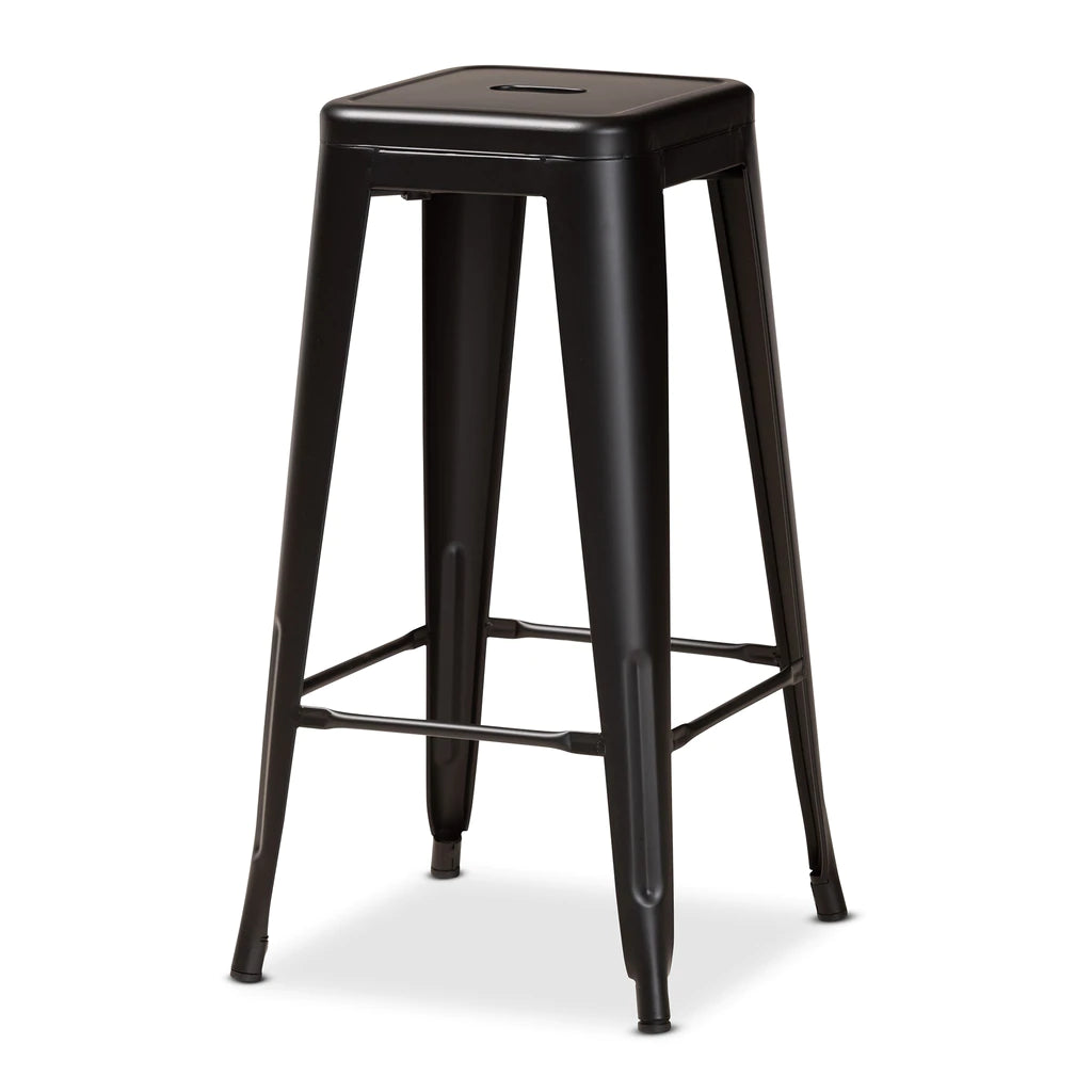 Baxton Studio Horton Modern And Contemporary Industrial Black Finished Metal 4-Piece Stackable Bar Stool Set | Bar Stools | Modishstore - 3