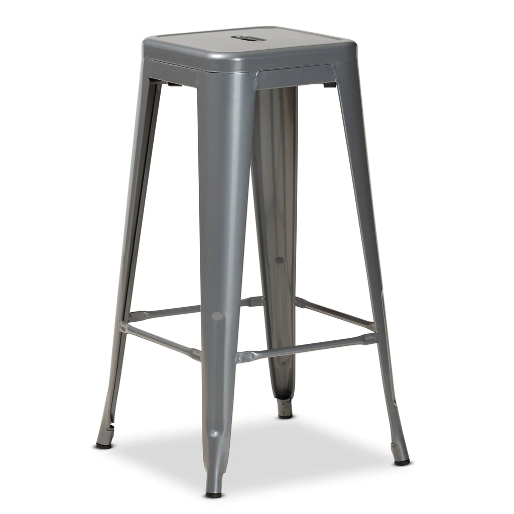 Baxton Studio Horton Modern And Contemporary Industrial Black Finished Metal 4-Piece Stackable Bar Stool Set | Bar Stools | Modishstore - 8