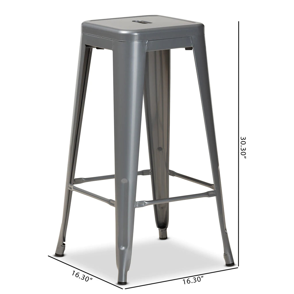 Baxton Studio Horton Modern And Contemporary Industrial Black Finished Metal 4-Piece Stackable Bar Stool Set | Bar Stools | Modishstore - 10