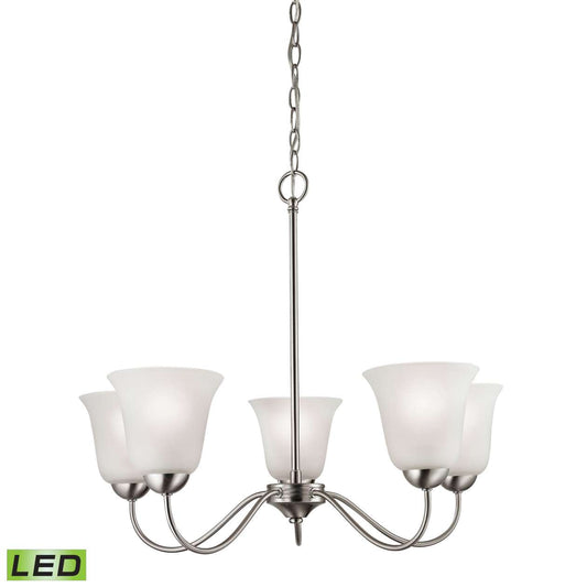 Conway 5-Light Chandelier in Brushed Nickel with White Glass - LED | Chandeliers | Modishstore