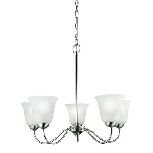 Conway 5-Light Chandelier in Brushed Nickel with White Glass | Chandeliers | Modishstore