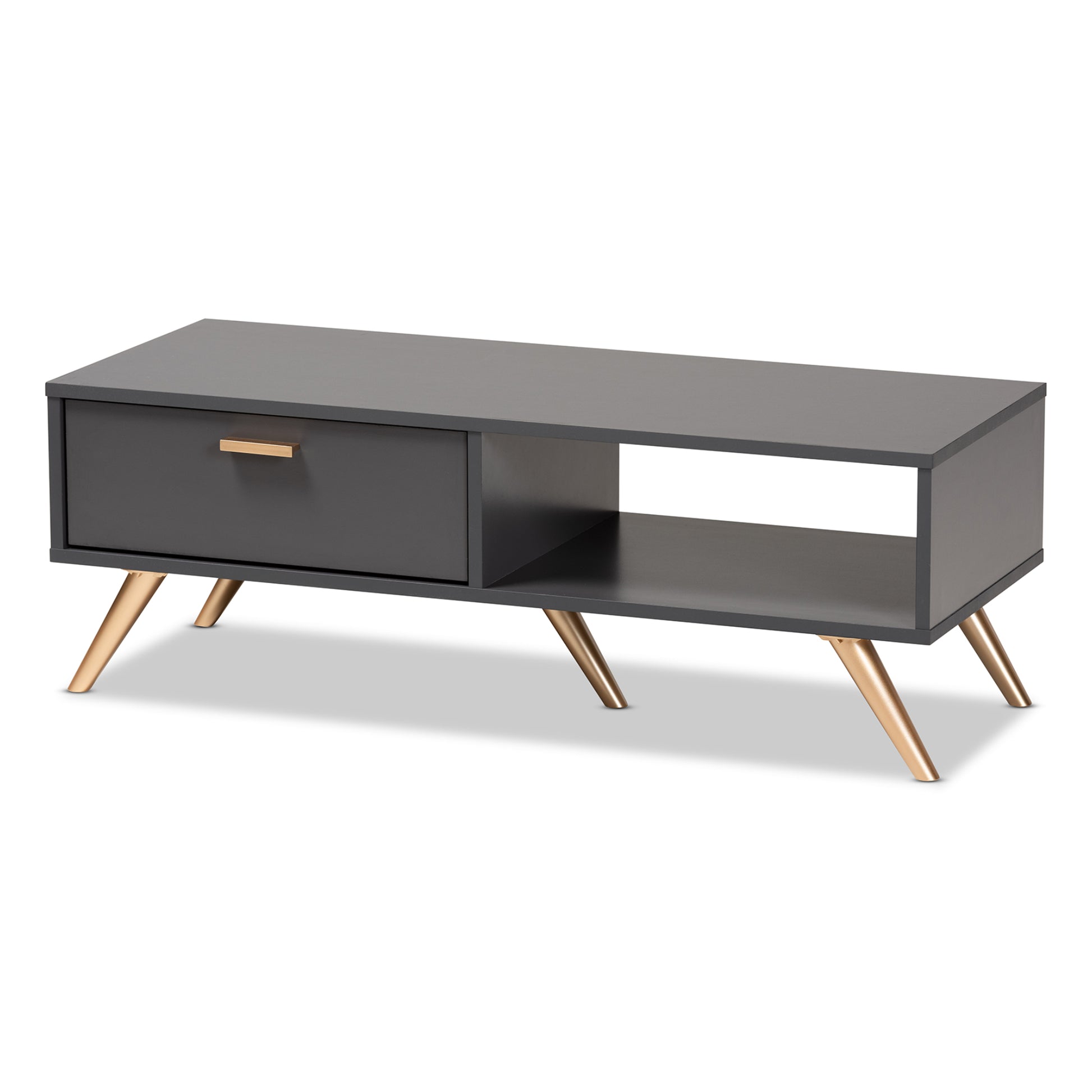 Baxton Studio Kelson Modern and Contemporary Dark Grey and Gold Finished Wood Coffee Table | Coffee Tables | Modishstore - 2