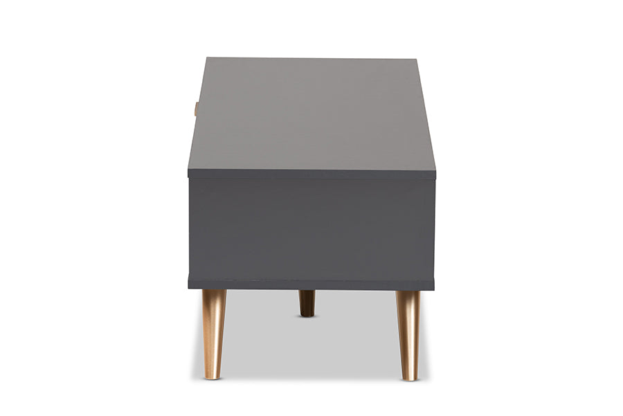 Baxton Studio Kelson Modern and Contemporary Dark Grey and Gold Finished Wood Coffee Table | Coffee Tables | Modishstore - 5