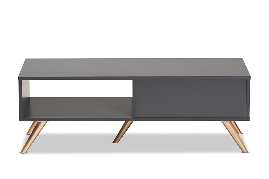 Baxton Studio Kelson Modern and Contemporary Dark Grey and Gold Finished Wood Coffee Table | Coffee Tables | Modishstore - 4
