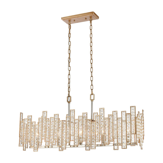 Equilibrium 5-Light Linear Chandelier in Matte Gold with Clear Crystal ELK Lighting | Chandeliers | Modishstore
