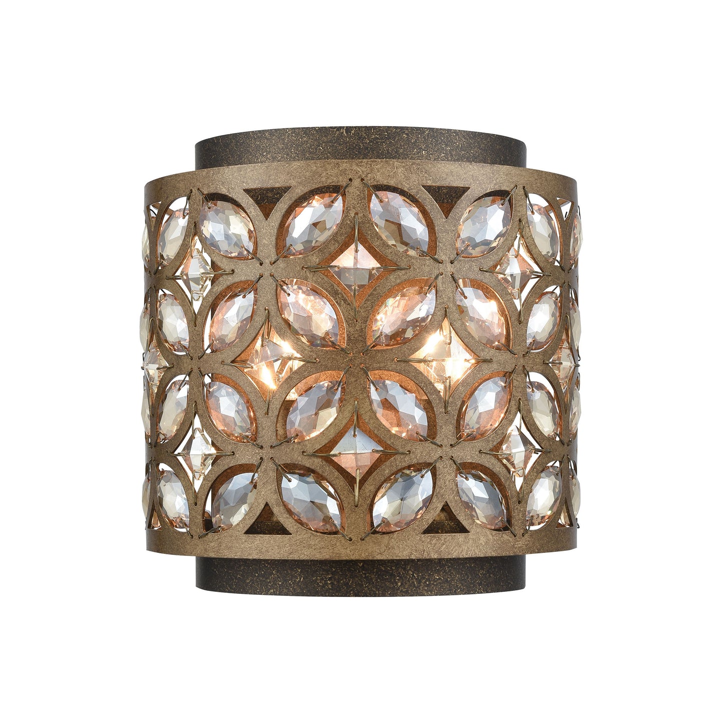 Rosslyn 2-Light Sconce in Mocha and Deep Bronze with Crystal and Metalwork Shade ELK Lighting | Sconces | Modishstore