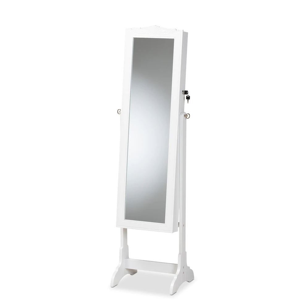 Baxton Studio Madigan Modern And Contemporary Black Finished Wood Jewelry Armoire With Mirror | Armoires & Wardrobes | Modishstore - 9