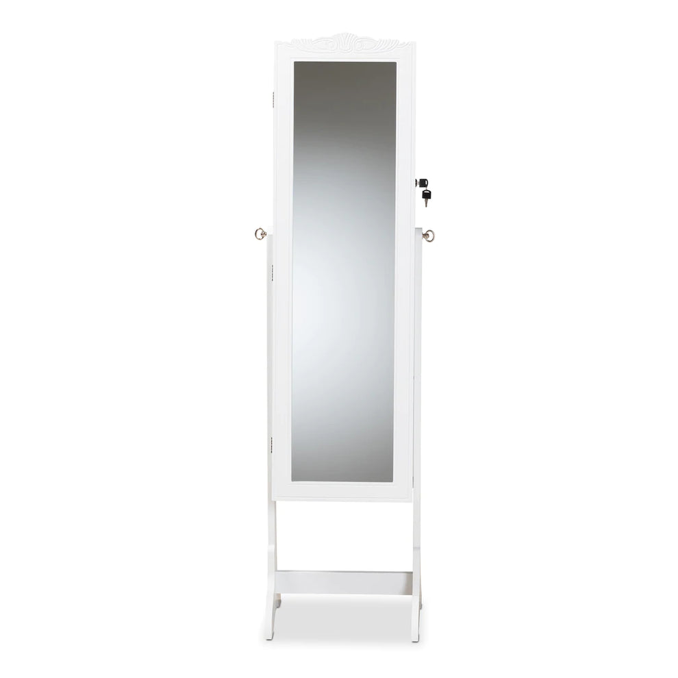 Baxton Studio Madigan Modern And Contemporary Black Finished Wood Jewelry Armoire With Mirror | Armoires & Wardrobes | Modishstore - 11