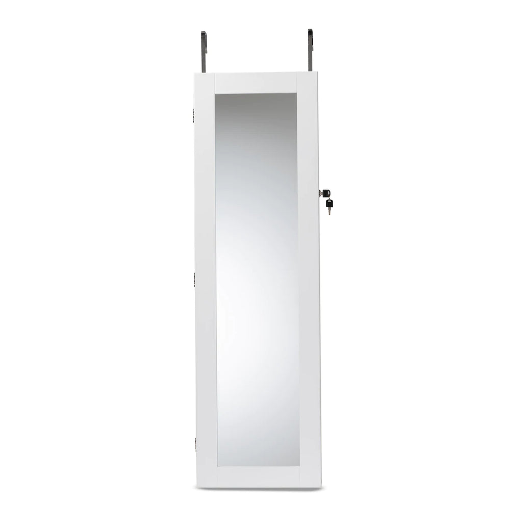 Baxton Studio Richelle Modern And Contemporary Black Finished Wood Hanging Jewelry Armoire With Mirror | Armoires & Wardrobes | Modishstore - 10