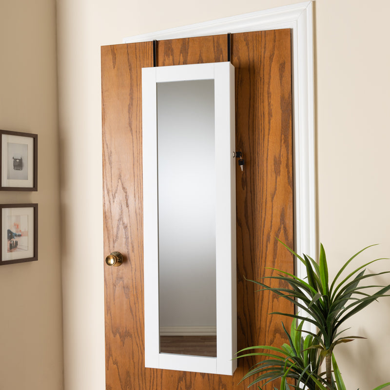 Baxton Studio Richelle Modern And Contemporary Black Finished Wood Hanging Jewelry Armoire With Mirror | Armoires & Wardrobes | Modishstore - 7