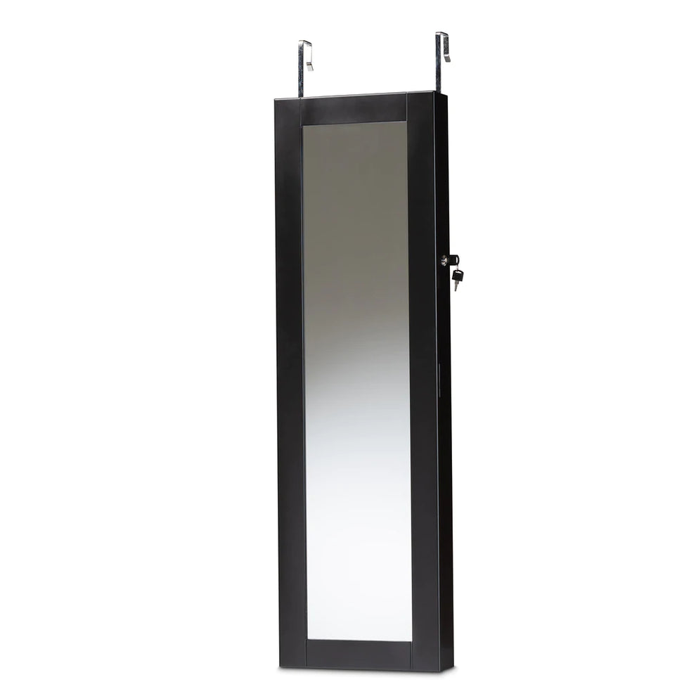 Baxton Studio Richelle Modern And Contemporary Black Finished Wood Hanging Jewelry Armoire With Mirror | Armoires & Wardrobes | Modishstore - 2