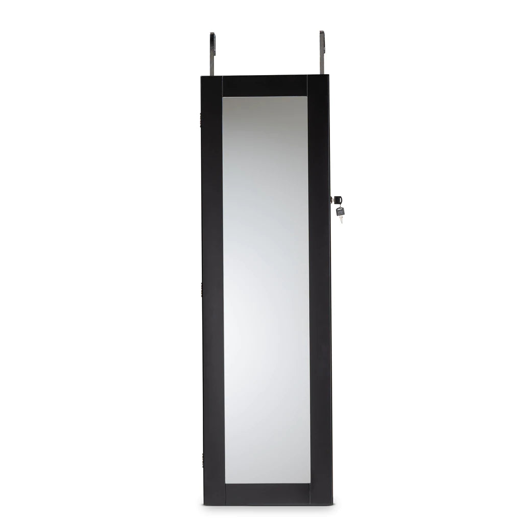 Baxton Studio Richelle Modern And Contemporary Black Finished Wood Hanging Jewelry Armoire With Mirror | Armoires & Wardrobes | Modishstore - 4