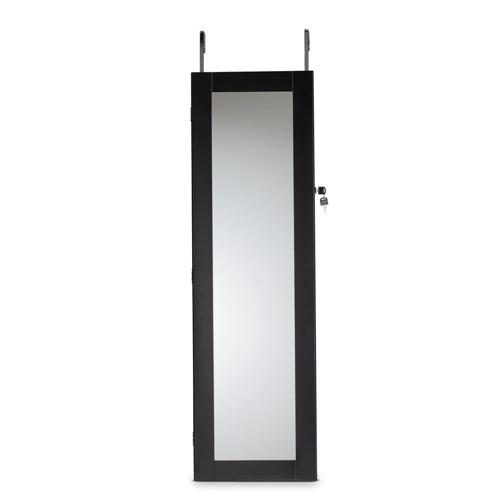 Baxton Studio Richelle Modern And Contemporary Black Finished Wood Hanging Jewelry Armoire With Mirror | Armoires & Wardrobes | Modishstore - 4