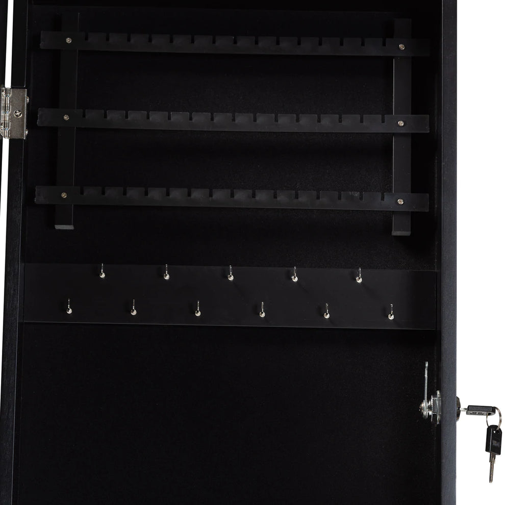 Baxton Studio Richelle Modern And Contemporary Black Finished Wood Hanging Jewelry Armoire With Mirror | Armoires & Wardrobes | Modishstore - 6