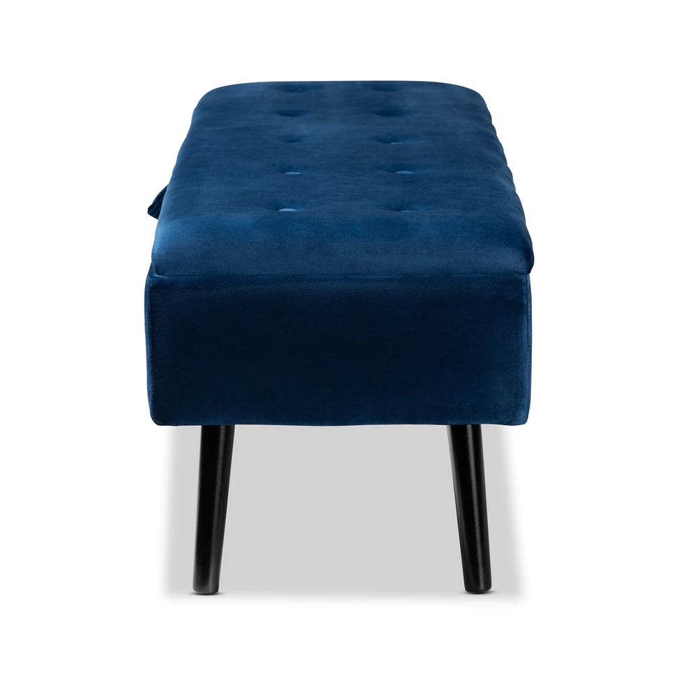 Baxton Studio Caine Modern And Contemporary Black Velvet Fabric Upholstered And Dark Brown Finished Wood Storage Bench | Benches | Modishstore - 17