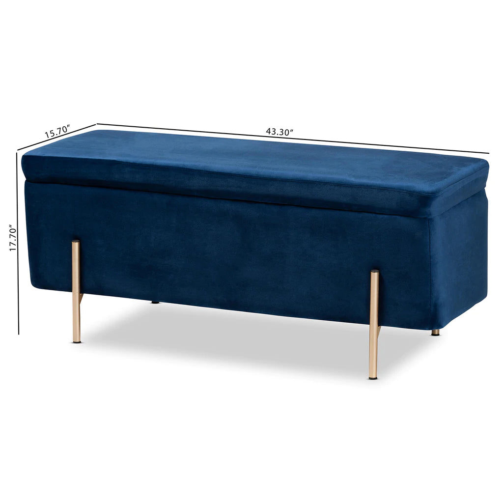 Baxton Studio Rockwell Contemporary Glam And Luxe Blush Pink Velvet Fabric Upholstered And Gold Finished Metal Storage Bench | Benches | Modishstore - 18
