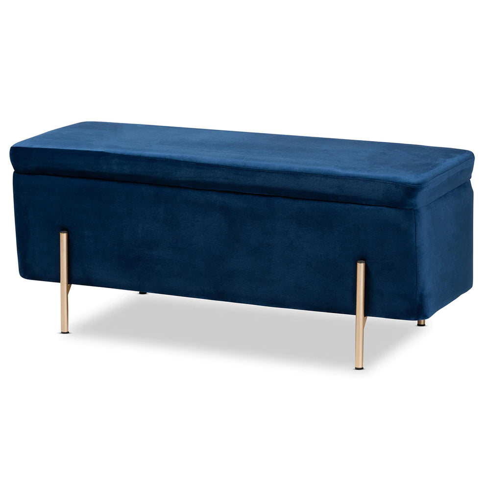 Baxton Studio Rockwell Contemporary Glam And Luxe Blush Pink Velvet Fabric Upholstered And Gold Finished Metal Storage Bench | Benches | Modishstore - 13