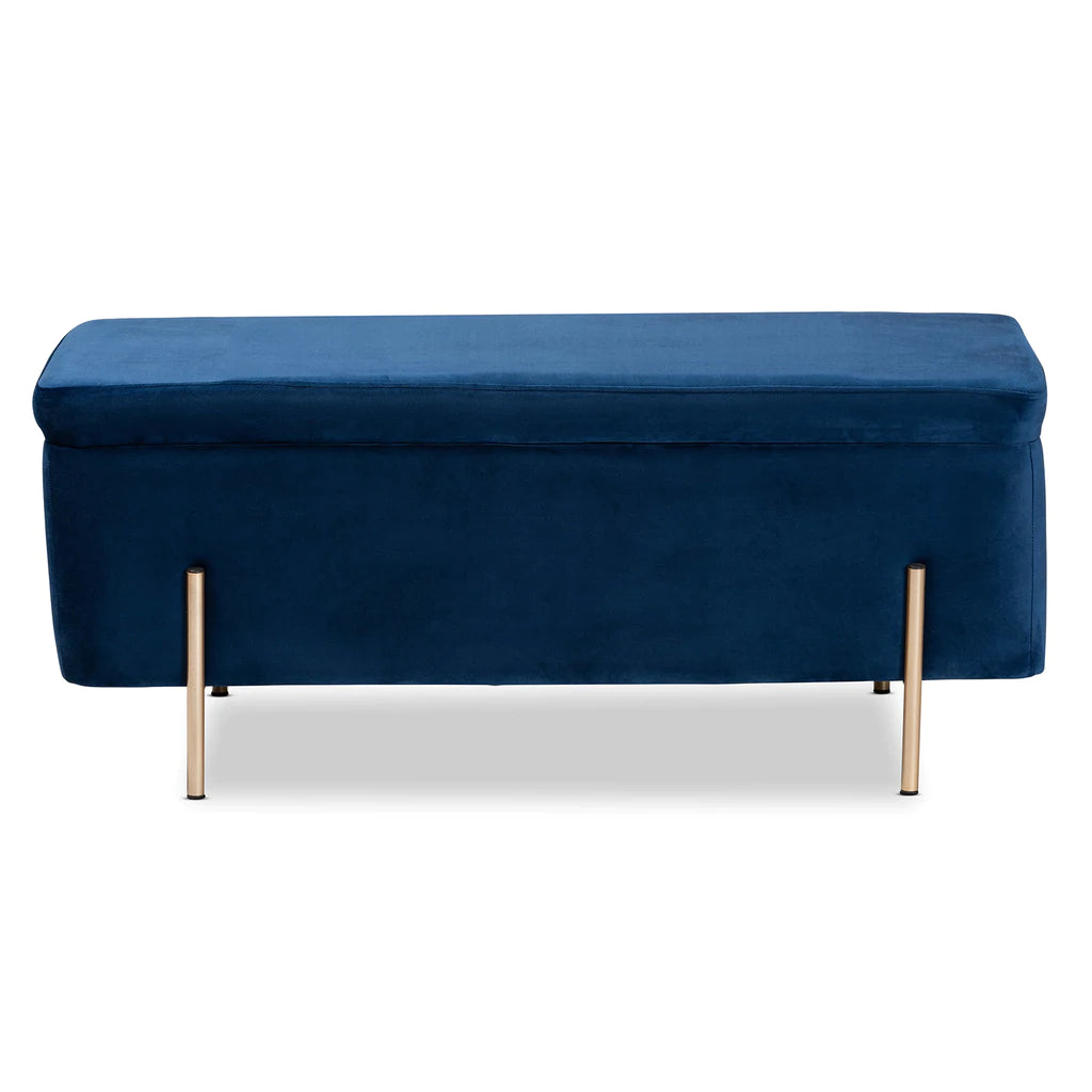 Baxton Studio Rockwell Contemporary Glam And Luxe Blush Pink Velvet Fabric Upholstered And Gold Finished Metal Storage Bench | Benches | Modishstore - 15