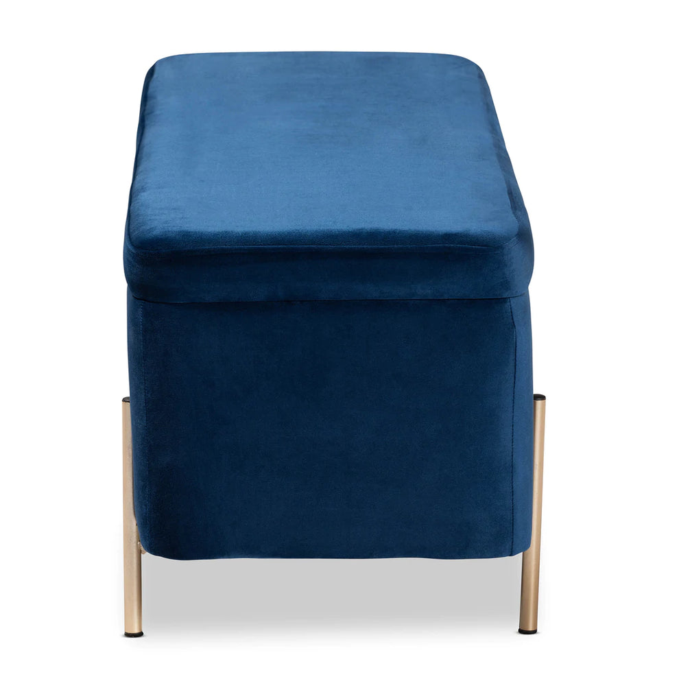 Baxton Studio Rockwell Contemporary Glam And Luxe Blush Pink Velvet Fabric Upholstered And Gold Finished Metal Storage Bench | Benches | Modishstore - 16