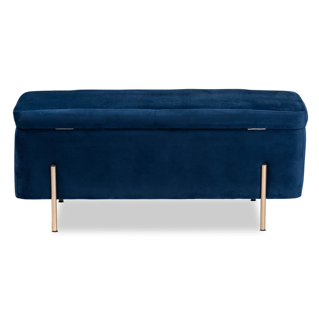 Baxton Studio Rockwell Contemporary Glam And Luxe Blush Pink Velvet Fabric Upholstered And Gold Finished Metal Storage Bench | Benches | Modishstore - 17