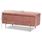 Baxton Studio Rockwell Contemporary Glam And Luxe Blush Pink Velvet Fabric Upholstered And Gold Finished Metal Storage Bench | Benches | Modishstore - 6
